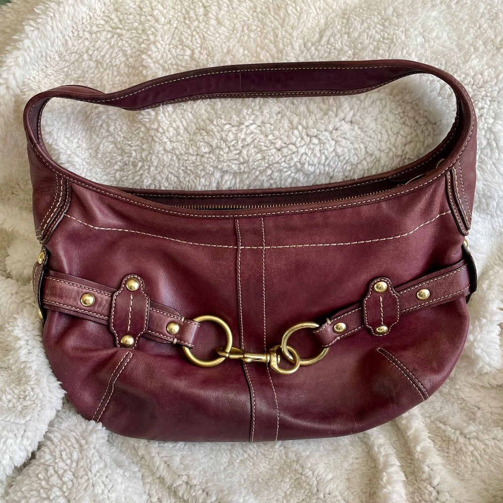 Coach Vintage | Y2k Ergo Hobo Shoulder Bag Leather, Purple (Cranberry)